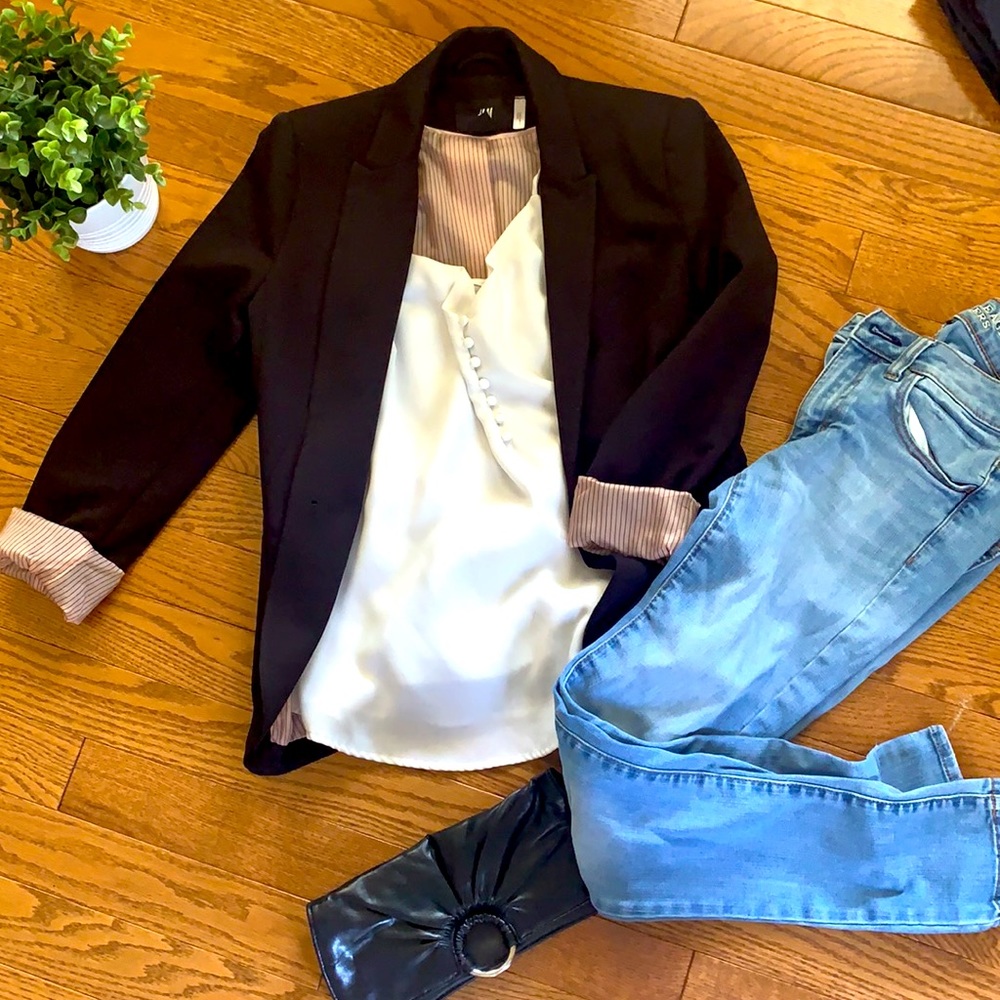 H&M Black Blazer with Pink Lining